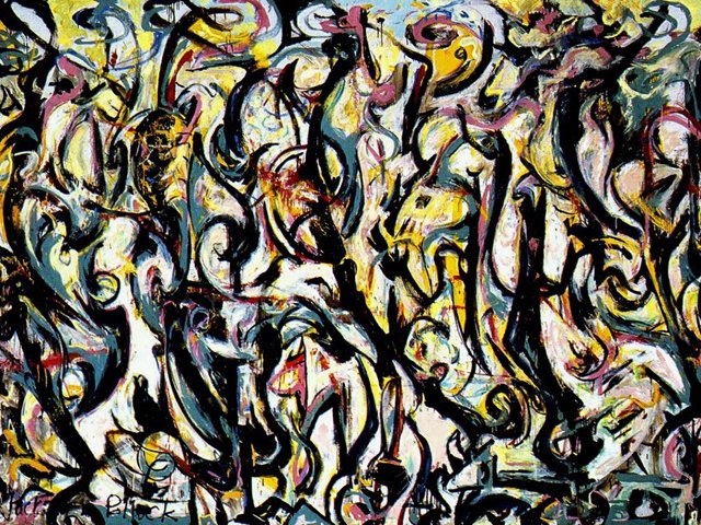 JACKSON POLLOCK (1912/1956), AMERICAN PAINTER: The painting moving in ...